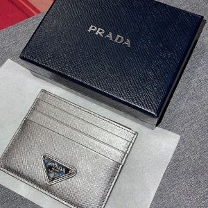 Like Brand new, never used, silver leather Prada card holiday - limited edition